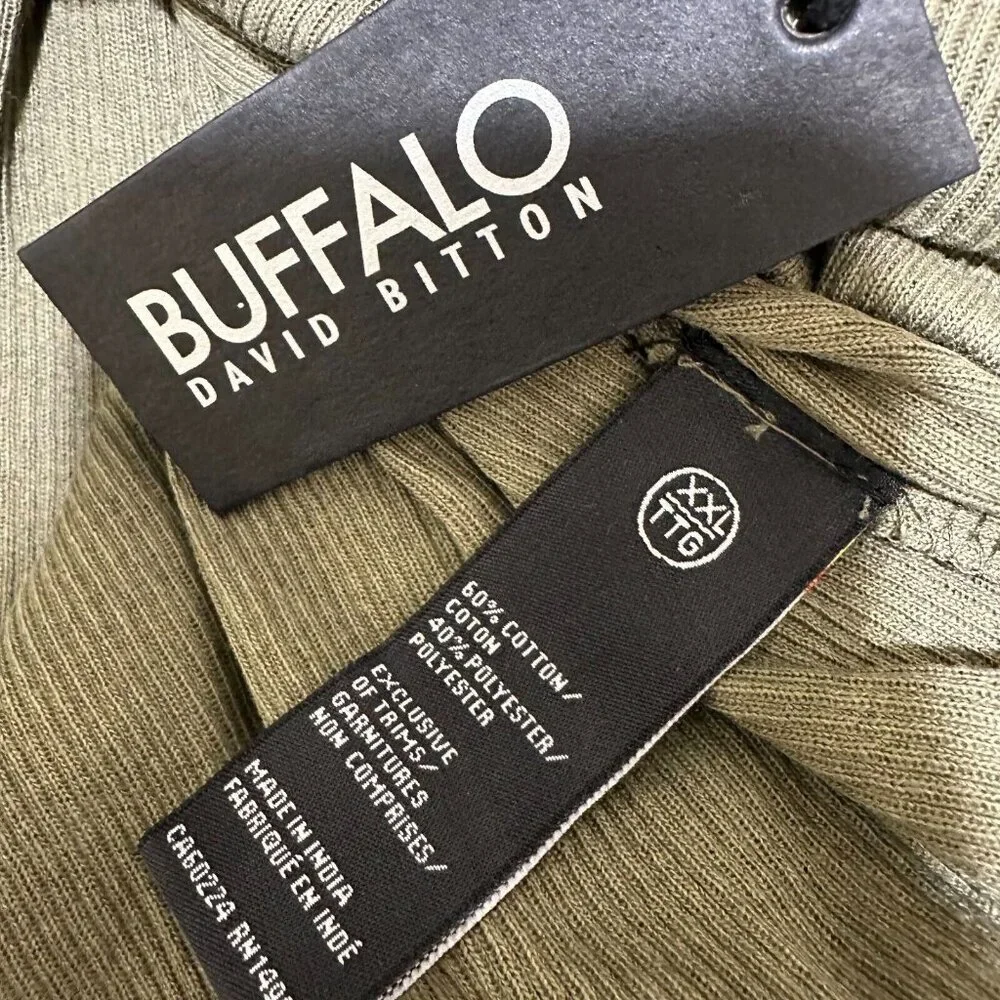 Buffalo David Bitton Men XXL Nirvana Long Sleeve Henley Shirt Heather Green‎ NWT